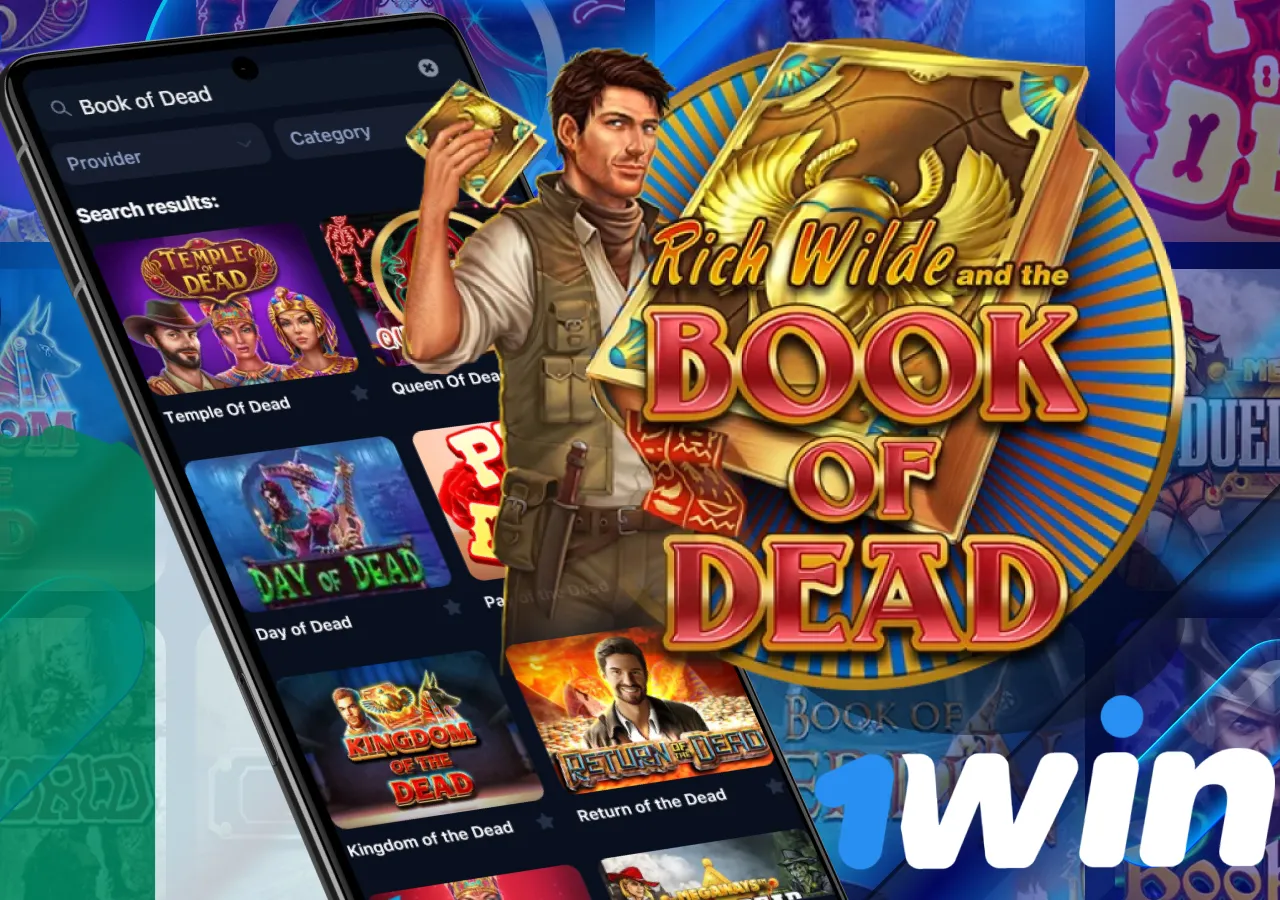 Book of dead in 1Win mobile app