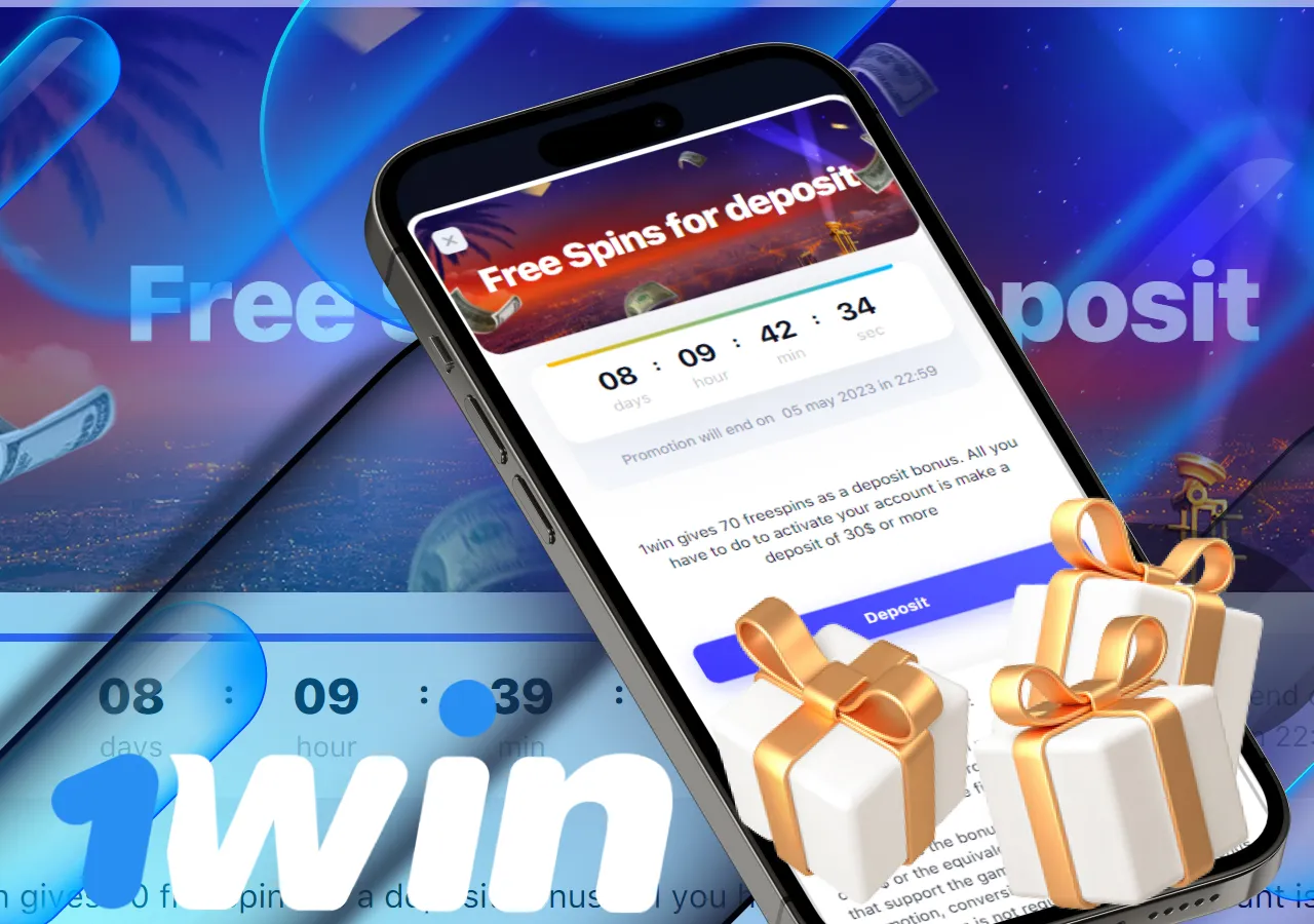 Bonus 70 free spins for a deposit in 1win