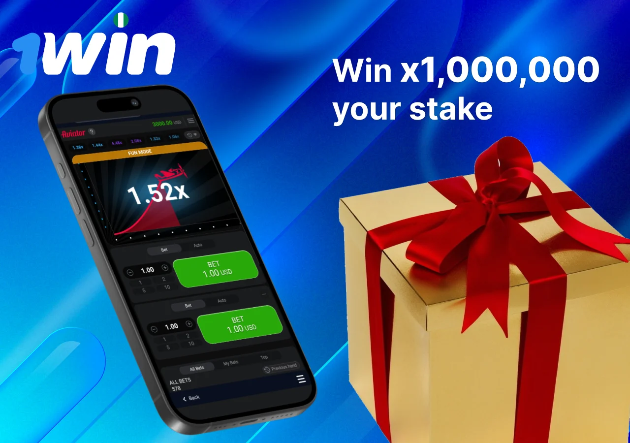 A chance to win x1,000,000 of your bets in the Aviator 1Win Nigeria game