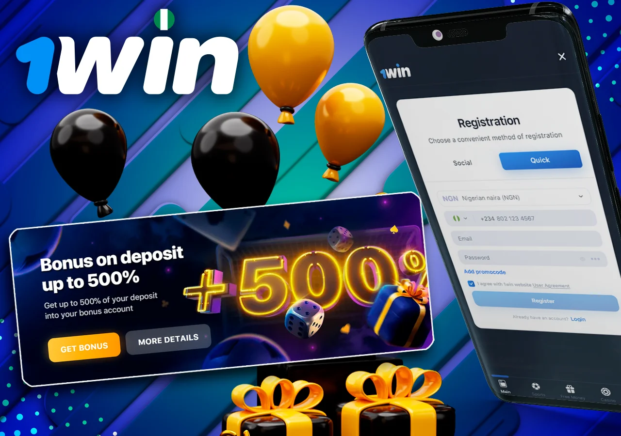 Sign up on one of the most popular sites - 1Win Nigeria and play with 500% bonus